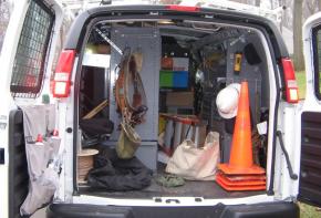 Interior of a Verizon truck