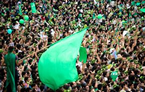 Supporters of former Prime Minister Mir Hossein Mousavi at a rally in Tehran