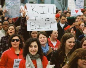 Marching through Madison to show opposition to Gov. Scott Walker's assault on labor