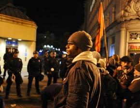 Oakland Occupiers watch as police again take over their encampment at Oscar Grant Plaza