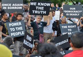 Protesters gather in New York City in response to the Zimmerman verdict
