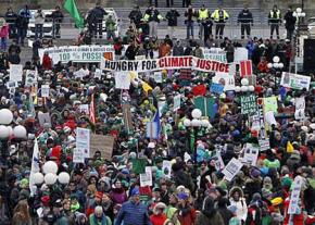 A mass rally for climate justice in the Canadian capital of Ottawa