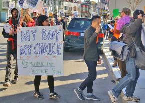 Women's rights activists confront the right wing's "40 Days for Life" campaign